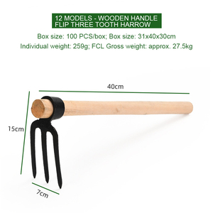 Giardinaggio forcella a tre denti diserbo scavare terreno piantare piantare ortaggi fiore manico in legno piccone piccola <span class=keywords><strong>zappa</strong></span> da scavo - Product Image 6