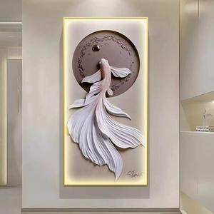 Decorazione per la casa decorazione d'ingresso moderna pittura di pesce soggiorno sfondo Wallart corridoio di cristallo porcellana dipinto LED - Product Image 2