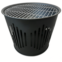 Brasero en fer robuste conique avec grille à découpes verticales et pieds trépieds pour camping en extérieur