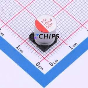 Condensateur solide HV1H107M0810PZ SMD, D8xL10.5mm (Capacité : 100uF) (Précision : 20%) Tension nominale : 50V - Product Image 1