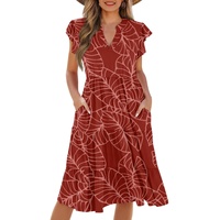 Populaire mode hawaïenne Taro imprimer personnalisé luxe mode femmes col en v poche taille épissage robe imprimer sur demande