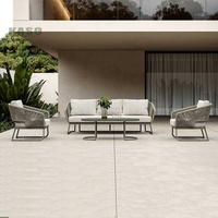 Ensemble de canapés d'extérieur en aluminium et corde tressée, imperméable, moderne, pour patio d'hôtel, sectionnel
