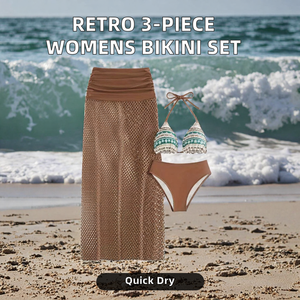 Ensemble de bikini deux pièces pour femmes avec jupe en maille, haut halter imprimé, maillot de bain en spandex et nylon - Product Image 2