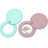 Miroir cosmétique rond portable à la mode pour femmes poche en cuir PU Mini Compact avec fonction rotative pour l'éducation