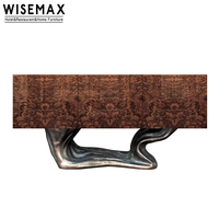 WISEMAX FURNITURE Meuble design Armoire de luxe en placage de ronce 4 portes Art Côté Armoire Console Table Unité Tv pour Villa Hôtel