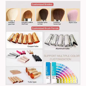 Ensemble de pinceaux de maquillage professionnels, 5 pièces, logo personnalisé végétalien, luxe, <span class=keywords><strong>gris</strong></span> <span class=keywords><strong>clair</strong></span>, caoutchouc, effet d'huile, ensemble de pinceaux de maquillage - Product Image 3