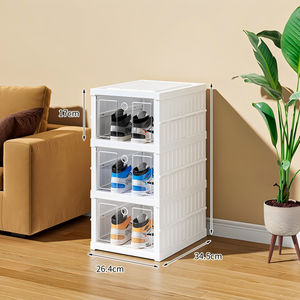 منظم أحذية بلاستيكي قابل للطي الأكثر مبيعًا لعام 2025، خزانة أحذية بدون تركيب مقاومة للغبار، صندوق تخزين أحذية رياضية قابل للتكديس - Product Image 1
