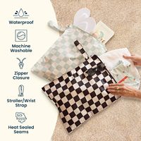 Sacs étanches réutilisables anti-salissures à motif damier, format mini, lot de 2, pour maillots de bain de garçons, vêtements de bébé, usage en voyage