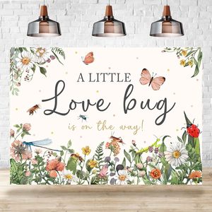 Fondo para Baby Shower con Diseño <span class=keywords><strong>de</strong></span> Insectos, Flores y Hojas, Decoración para Fiesta <span class=keywords><strong>de</strong></span> Baby Shower - Product Image 1