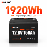 Batterie LiFePO4 Enlzh 12,8V-150Ah avec BMS 100A, 4000 cycles, 1920Wh pour l'énergie solaire et l'utilisation en camping-car