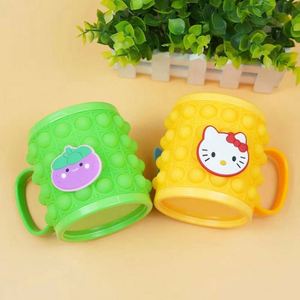 2022 New Stress Relief Cute <b>Kids</b> Drink Cup Silicone Push <b>Bubble</b> Fidget Popper Popular Itting Water Bottles With Handle Holder - Product Image 5