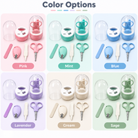 Kit de soins des ongles pour bébé en gros avec ciseaux, coupe-ongles, lime et étui, plusieurs couleurs