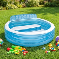 Aufblasbarer PVC-Rundpool mit 3 Ringen für Kinder und Familie, Outdoor-Wasserspielbecken