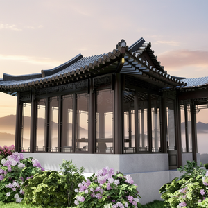 Gazebo Tradicional Chino <span class=keywords><strong>de</strong></span> Aluminio <span class=keywords><strong>con</strong></span> Techo <span class=keywords><strong>de</strong></span> Vidrio Templado, Eléctrico e Inteligente, para Patio, Terraza o Villa - Product Image 1