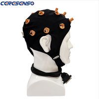 CERESENSO Casque d'électrodes EEG de précision à base de solution saline, bandeau double maille avec support amovible pour neurofeedback et navigation TMS