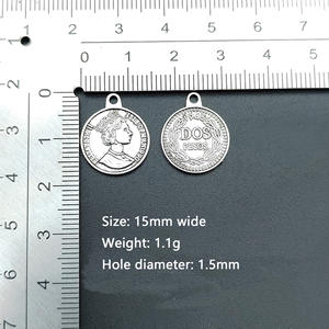 Pendentifs Breloques en Alliage Vintage en Forme de Pièce de Monnaie Rondes Tête de Reine pour Fabrication de Bijoux DIY en Gros - Product Image 4