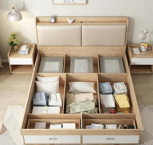 Ensemble de chambre d'hôtel haut de gamme |   Lit, tables de chevet et armoire intégrée <span class=keywords><strong>au</strong></span> design moderne - Product Image 4