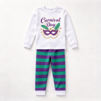 Ensemble de pyjama pour enfants Mardi Gras, rayé, manches longues, masque, imprimé crocodile, vêtements de nuit pour enfants pour la fête du carnaval, défilé