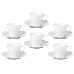 ENSEMBLE DE 6 TASSES À CAFÉ ET SOUCHEUSES EN PORCELANE BLANCHE SAYONARA - Product Image 1