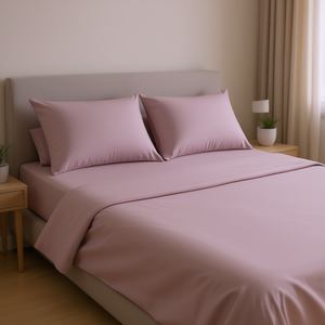 Juego de sábanas individuales Viasoft 176x257 cm, algodón transpirable, hipoalergénico, teñido liso, para uso doméstico - Product Image 2