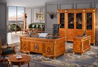 Table de lecture classique en bois massif avec chaise pivotante et ensemble bibliothèque Bureau exécutif antique