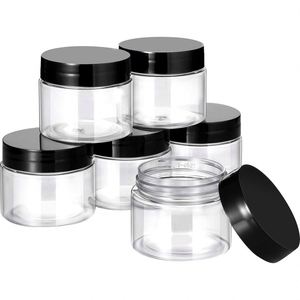 60Ml 100Ml 200Ml 250Ml Ps Pet Clear Cosmetic Cream <b>Jars</b> <b>Plastic</b> Scrub Container With Black Cap 4oz <b>Plastic</b> <b>Jar</b> Ointment <b>Jar</b> - Product Image 1
