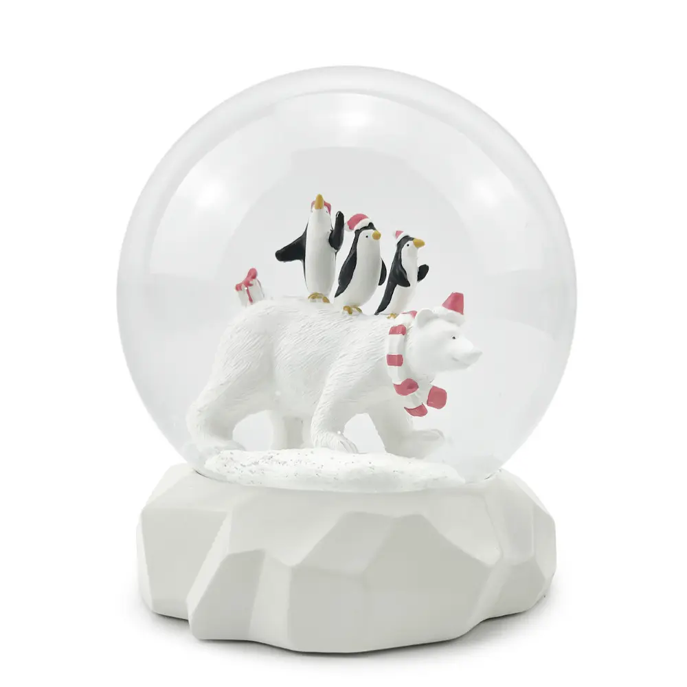 resin decorations Polar bear snow ball Christmas ice and snow animal penguin creative gift glass Water Globe