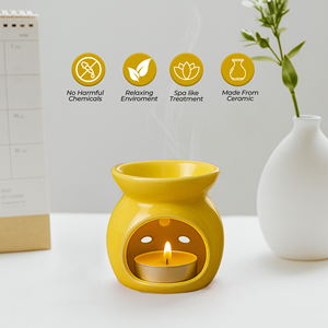 Vanilla Ceramic Scent Diffuser <b>Gift</b> <b>Set</b> with Fragrance Oil and Tealight <b>Candle</b> OEM Aromatic Home Decor Collection - Product Image 2