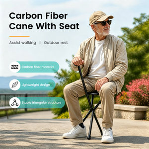 <span class=keywords><strong>Canne</strong></span> de marche en fibre de carbone avec <span class=keywords><strong>siège</strong></span>, design ergonomique, robuste et fiable, <span class=keywords><strong>pour</strong></span> <span class=keywords><strong>personnes</strong></span> <span class=keywords><strong>âgées</strong></span> et seniors, soutien quotidien - Product Image 2