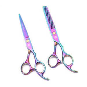 Ciseaux à cheveux professionnels à coupe droite et à effiler, lame de rasoir, tranchant, salon de coiffure, barbiers, fabrication directe, acier inoxydable personnalisé - Product Image 5