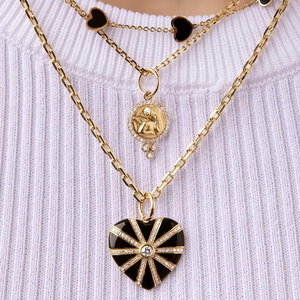 Kustom 18K aksesori DIY berlapis emas liontin kalung desainer wanita semanggi kepik dengan zirkon kuningan perhiasan untuk anak-anak - Product Image 2