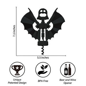 Sacacorchos de Vino con Forma de Murciélago de Halloween, Negro, Multifuncional, Portátil, para Abrir Vino y Cerveza - Product Image 2