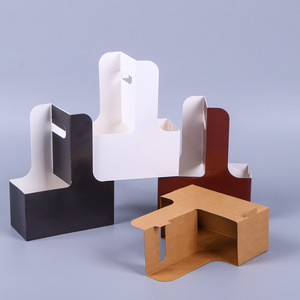 Disposable Hot Milk Tea Latte Coffe Kraft Paper Cup Holder Take Away Heat Insulation Thickened Cardboard Cup Handle Holder