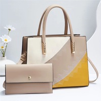 Nouveaux sacs à main pour femmes et filles, 2 pièces, sacs à main de couleur unie, sacs à main de luxe en cuir PU tendance