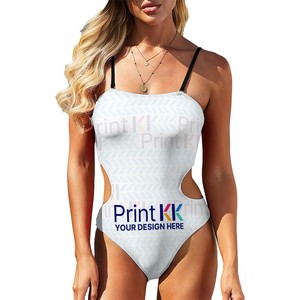 Traje de baño de fitness recortado de una pieza para mujer con imagen personalizada - Product Image 1