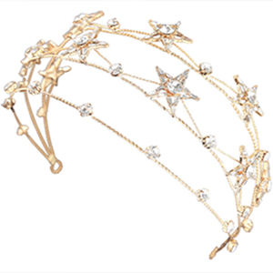 HX-016 venta al por mayor de moda novia accesorios novia corona de princesa de hadas pelo de cristal de joyería de estrellas diadema estrella Tiara - Product Image 3