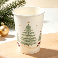 Gobelet à boisson chaude à paroi simple pour Noël, imprimé personnalisé renne, en papier kraft robuste, anti-fuite, 16 oz, pour eggnog, vente en gros en vrac direct usine
