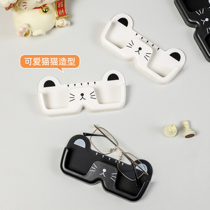 Soporte para gafas con forma de gato, montado en la pared, blanco y negro, sin necesidad de perforar, para almacenamiento de gafas, uso en casa y en el coche - Product Image 4