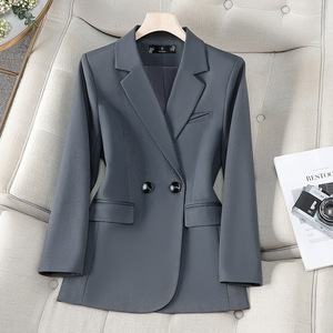 Women's Blazer Solid Color Polyester Worsted Double Breasted With Pockets Spring Autumn 2025 New Style - Product Image 3