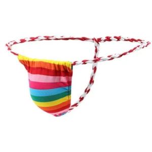 Culottes <span class=keywords><strong>string</strong></span> érotiques à taille basse à rayures arc-en-ciel pour hommes, style <span class=keywords><strong>japonais</strong></span>, en nylon et coton, séchage rapide, respirantes, commande en gros - Product Image 4