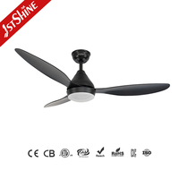 Ventilateur de plafond intelligent 1stshine 52 pouces avec pales en ABS, décoratif noir, puissant flux d'air, 6 vitesses, haute efficacité, avec éclairage intégré