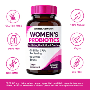 Mujeres Probiótico 60 Caps 50 Billion CFU 16 Cepas con liberación retardada estable sin <span class=keywords><strong>gluten</strong></span> de <span class=keywords><strong>soja</strong></span> Lácteos - Product Image 3