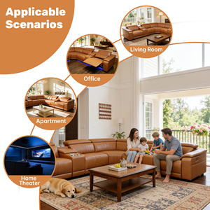 Canapé sectionnel en cuir inclinable électrique avec enceintes Bluetooth, design moderne en forme de L, meubles de salon avec charge sans fil - Product Image 4