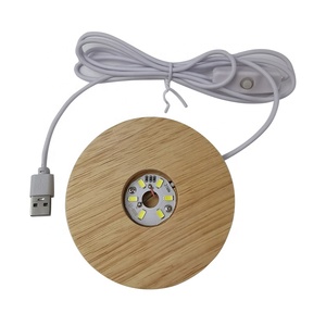 Lampe de chevet en bois de bambou, lumière blanche chaude, 16 couleurs <span class=keywords><strong>RGB</strong></span> changeantes, télécommande, décoration de chambre, boule de cristal 3D, artisanat, veilleuse - Product Image 1