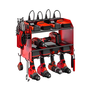 Organisateur d'outils électriques modulaires Station de charge murale 8 prises Étagère de rangement pour perceuse à usage intensif <span class=keywords><strong>Garage</strong></span> 4 crochets Outil - Product Image 1