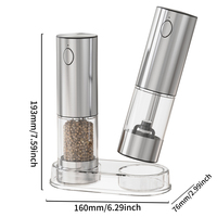 MUYI Nouveautés Moulin à sel et poivre électrique rechargeable USB en acier inoxydable 95 ml avec base de rangement