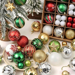 Boules <span class=keywords><strong>de</strong></span> Noël, décorations suspendues pour arbre <span class=keywords><strong>de</strong></span> Noël, classiques, <span class=keywords><strong>rouge</strong></span>, or, vert, blanc, en plastique - Product Image 2