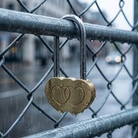 Cadenas de voyage en laiton de 40 mm, forme cœur, étanche, antirouille, avec anse renforcée, à clé, pour bagages, salle de sport, porte, valise, vente en gros OEM