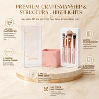 Boîte cosmétique personnalisée avec fenêtre transparente en PET, étui en papier, plateau blister, boîte écologique recyclable pour ensemble de pinceaux de maquillage