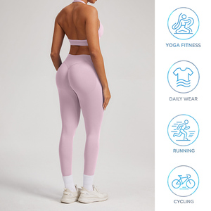 Leggings de yoga y fitness de cintura baja para mujer, de nailon, sin costuras, acanalados, transpirables, ligeros, de color liso, con efecto fruncido en el trasero, ¡los más vendidos! - Product Image 5